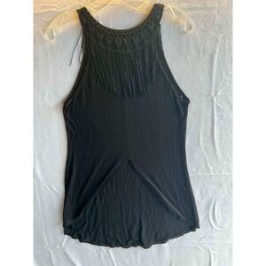 Harley Davidson Womens Blk Fringe Crochet Tank Top Velvet Graphic HDW0716-T27BLK